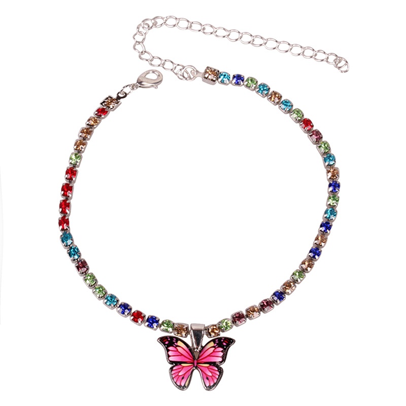 Butterfly Pendant Anklet for Women Beach Foot Jewelry Crystal Chain Anklets Bracelet Fashion Party Summer Jewelry