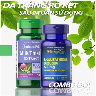 Combo Trắng da,đẹp da L Glutathione- Milk Thistle Puritans Pride