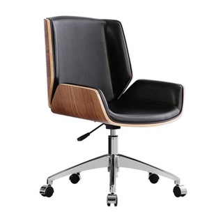 Ghế văn phòng hiện đại bọc da PU lưng cán gỗ cao cấp BJ709, Ghế xoay văn phòng có bánh xe bọc da PU cao cấp