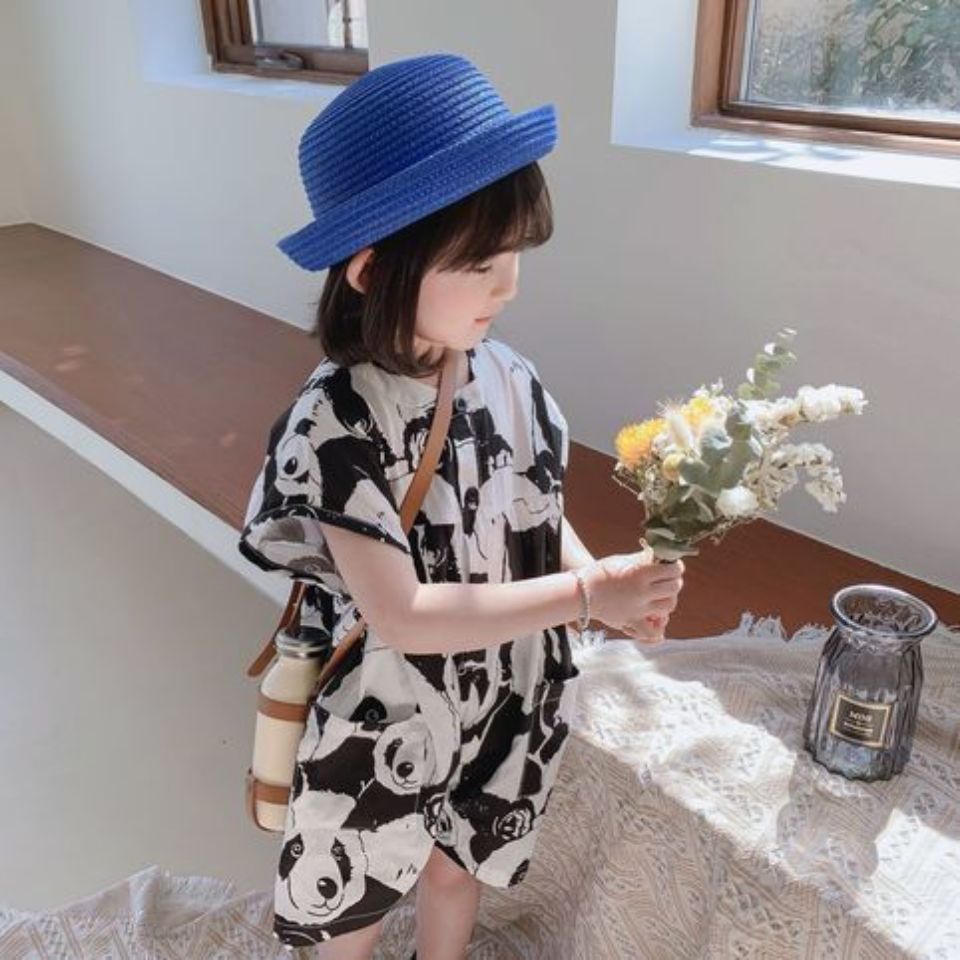 Hàng Có Sẵn Trang Phục Jumpsuit Dáng Rộng Họa Tiết Gấu Trúc Hàn Quốc Nhật Bản Hàn Quốc Thời Trang Mùa Hè Dành Cho Bé Gái 21 Tuổi