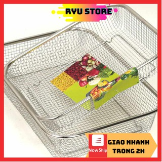 Rổ inox 304 ❤️𝑭𝑹𝑬𝑬𝑺𝑯𝑰𝑷❤️Rổ Inox Hình Chữ Nhật - Không Rỉ Sét 29* 21cm - Rỗ Đa Năng