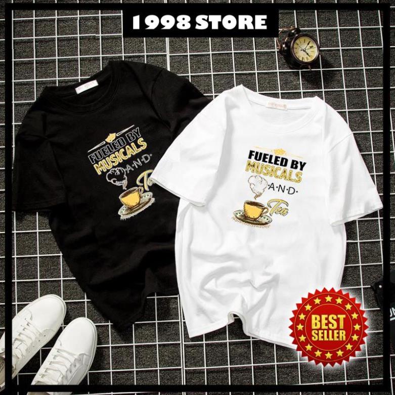 (XẢ KHO) Áo thun unisex Hàn Quốc in chữ kiểu âm nhạc và trà vải dày mịn 2019T1050