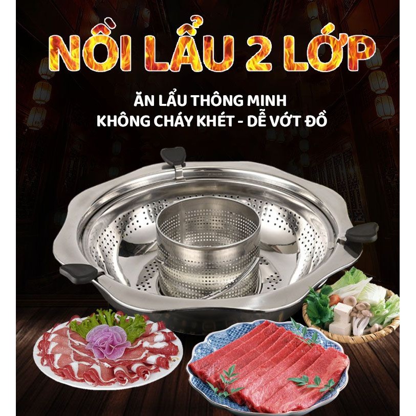 Nồi Lẩu Chống Dính Inox Tự Xoay Đa Năng Hàng Loại To NEMi