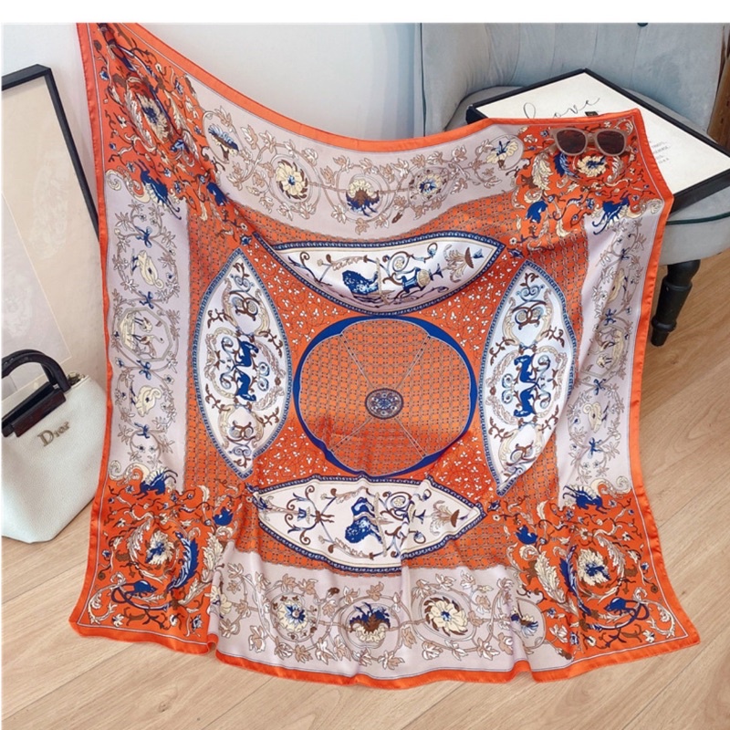 Khăn choàng cổ lụa đa năng thanh lịch quà tặng size 108x108cm