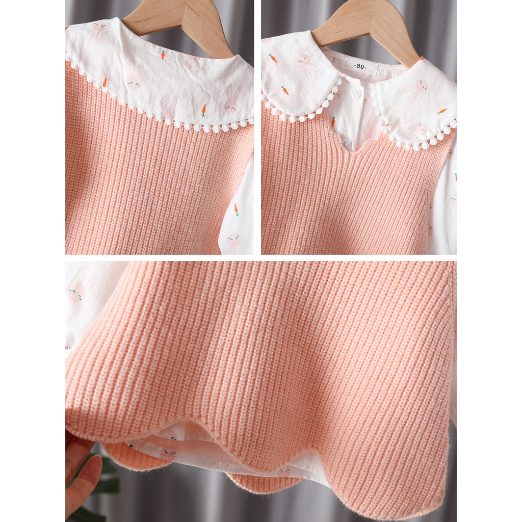 Sét áo len kèm áo sơ mi siêu đẹp cho bé gái 2021