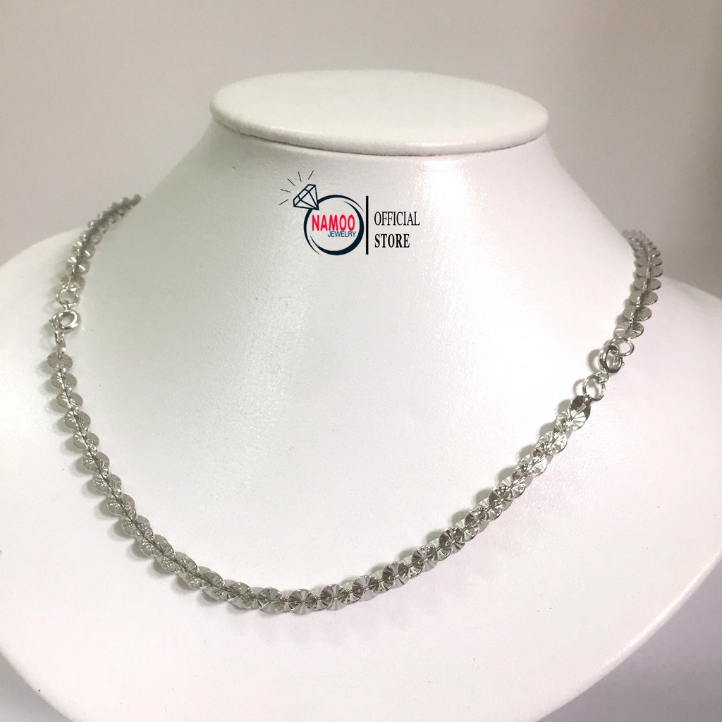 Dây Chuyền Mạ Bạc V013, Vòng Cổ Trơn Bạc Nữ Dài 50Cm Namoo Jewelry
