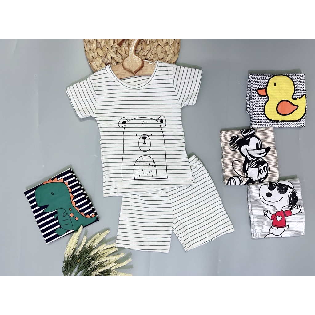 đồ bộ cotton minky kẻ sọc cao cấp cho bé trai_bé gái(size 5-28kg)