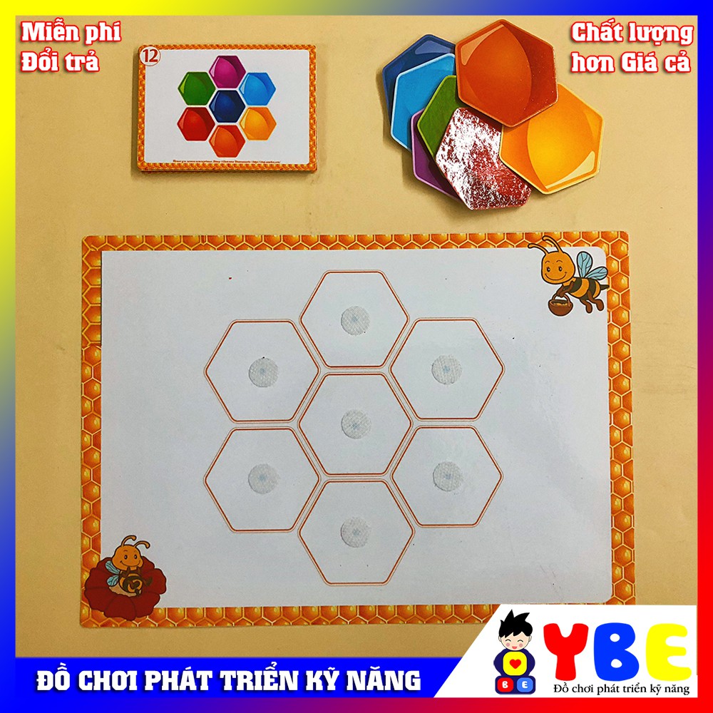 Bộ trò chơi học liệu bóc dán xây tổ ong vừa chơi vừa học Đồ chơi phát triển kỹ năng Đồ chơi giáo dục Montessori