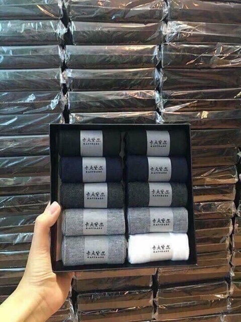 Hộp 10 Đôi Tất Nam Cao Cấp Chống Hôi Chân Xuất Nhật (Có Hộp Đen)