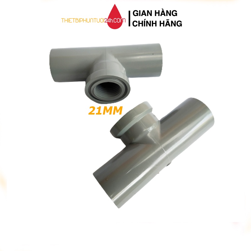 Cút nối T nhựa PVC ren trong 21mm để gắn béc tưới cây gắn ống nhựa PVC - MHL