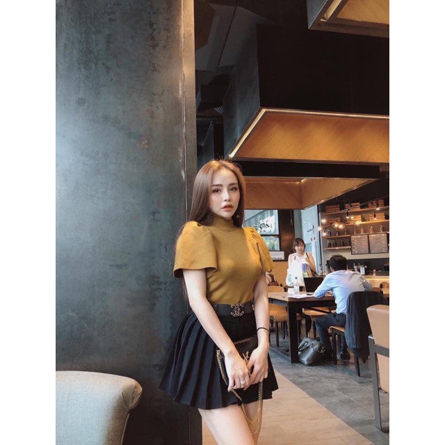 Áo len tay cộc tay phồng siêu hot