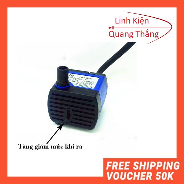 Bơm bể cá hg-345 220V 7W bơm tiểu cảnh, bể cá, điều hòa nước bơm mini - Linhkienqt