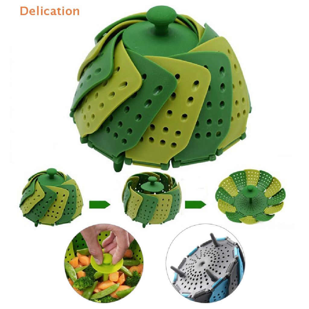 Rổ Hấp Thức Ăn Bằng Silicone Có Thể Gấp Gọn Tiện Lợi