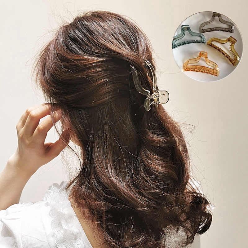 Kẹp tóc càng cua bằng acrylic trong suốt màu thạch phong cách thời trang Hàn Quốc cho nữ