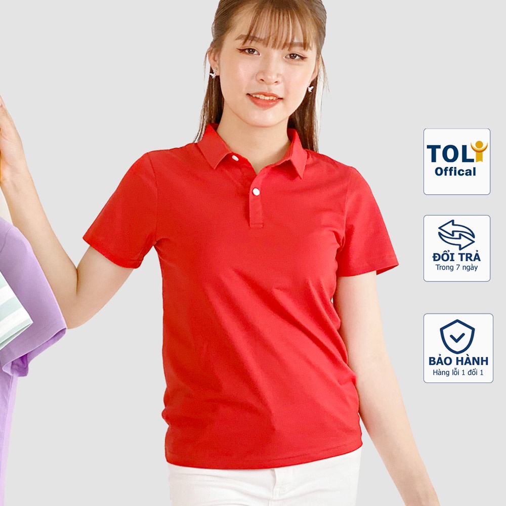 Áo thun nữ Cổ Sơ Mi (Cổ trụ) TOLI, chất cotton 4 chiều mềm mịn, co dãn Màu đỏ