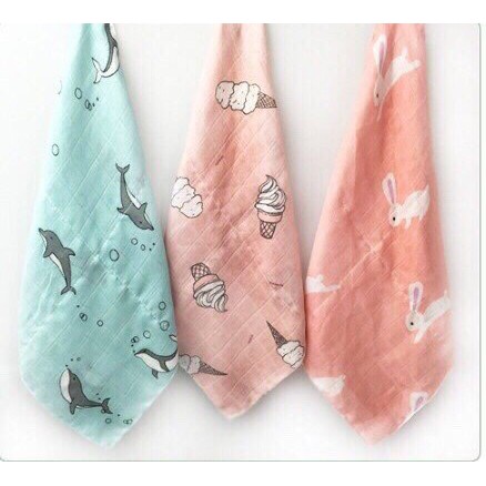 Set 3 khăn sữa Aden sợi tre KT 30*30, khăn sữa sợi tre aden cực mềm mịn cho bé đóng túi zip