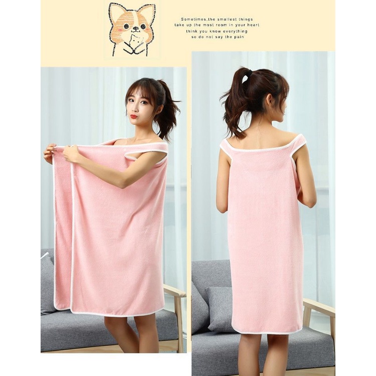 Khăn Tắm Quấn Ngực Vải Lông Cừu San Hô Mềm Mại Thấm Hút Nước Dành Cho Người Lớn