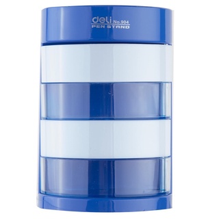 Ống cắm bút 4 ngăn Deli - hộp đựng bút để bàn  - Màu Xanh dương/vàng dùng trong văn phòng 1 chiếc - E904 - HOKAMI STORE