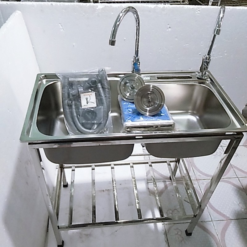Chân chậu rửa - Chân bồn rửa chén inox KT:76x80x40cm