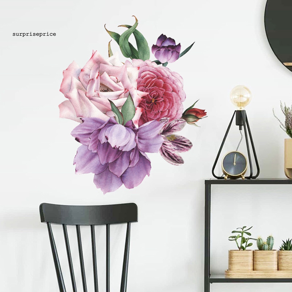 Sticker PVC Dán Tường Họa Tiết Hoa Mẫu Đơn Lớn Đa Năng Trang Trí Phòng Ngủ