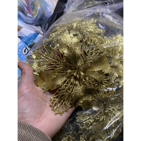 Hoa trạng nguyên vải Kim tuyến trang trí cây thông noel, oản tài lộc, trang trí nhà ,..,