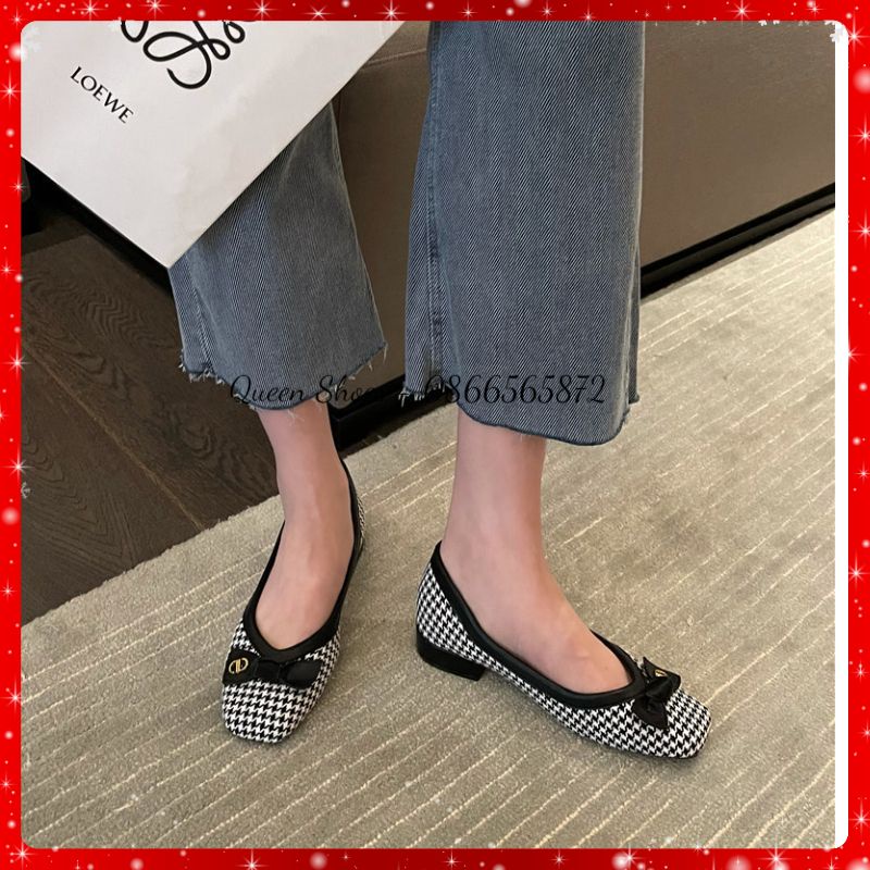 Giày búp bê nữ hàng Quảng Châu cao cấp da mềm đính nơ siêu xinh