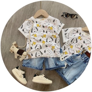 Bộ snoopy áo trắng quần bò dành cho bé