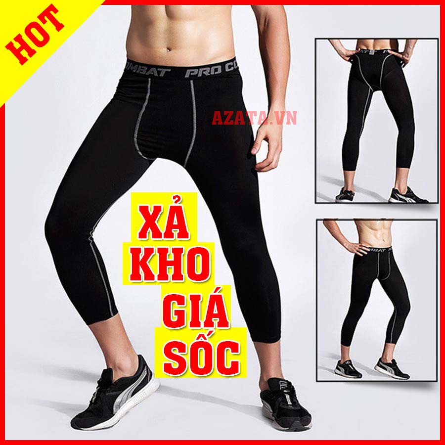 [XẢ KHO] Quần Giữ Nhiệt Legging Combat Pro Thể Thao Tập Gym, Đá bóng,bóng chuyền,vv.. Nam Màu Đen Co Giãn 4 Chiều