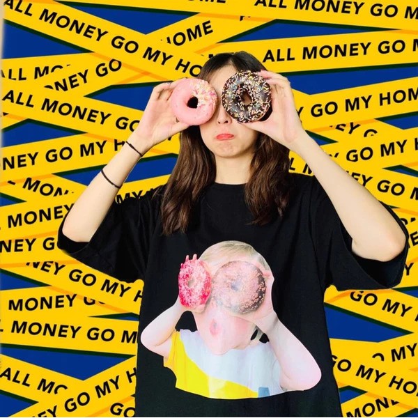 Áo thun nữ ADLV unisex đủ mẫu DONUTS full tag mác ,áo thun form rộng tay lỡ cá tính , BLACK56