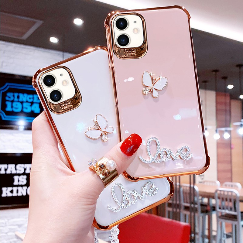 Ốp Lưng Silicone ChốNg SốC HìNh Con BướM Cho iPhone 11 Pro Max SE2 X XR XS 7 8 Plus SE 2020 12 Pro Max