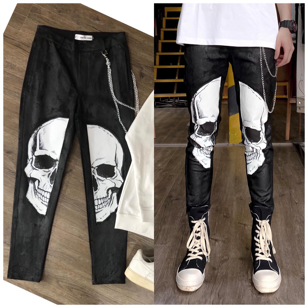 Waxed Skull Skinny Kaki (Tặng kèm chain đeo)