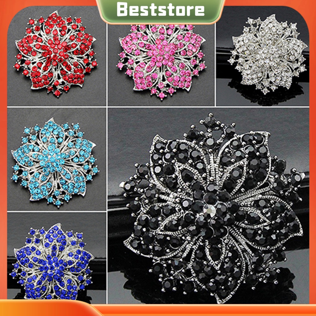 Ghim Cài Áo Mạ Bạc Hình Hoa Đính Đá Sang Trọng Bsm1