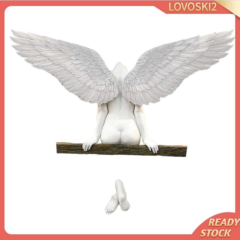 Retro Statue Angel Wings Figurines Wall Sculpture Home Decor
