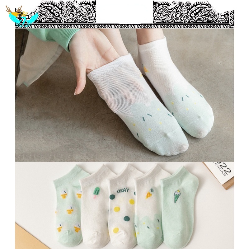 Vớ cotton Cổ Thấp In Họa Tiết Gấu Hoạt Hình Màu Trắng Xinh Xắn Thời Trang Cho Nữ
