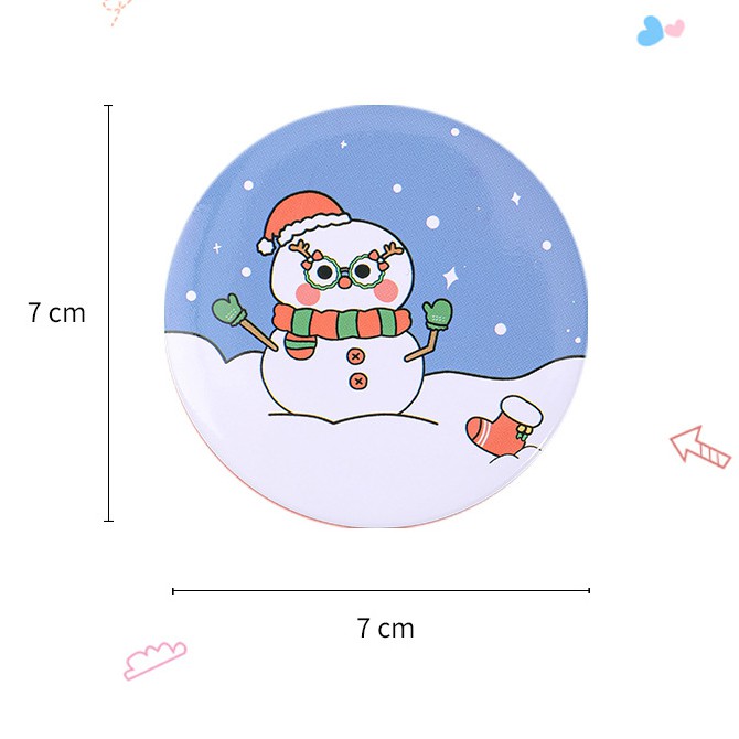 Gương Mini Cầm Tay Bỏ Túi Chủ Đề Giáng Sinh Đỏ Red Christmas