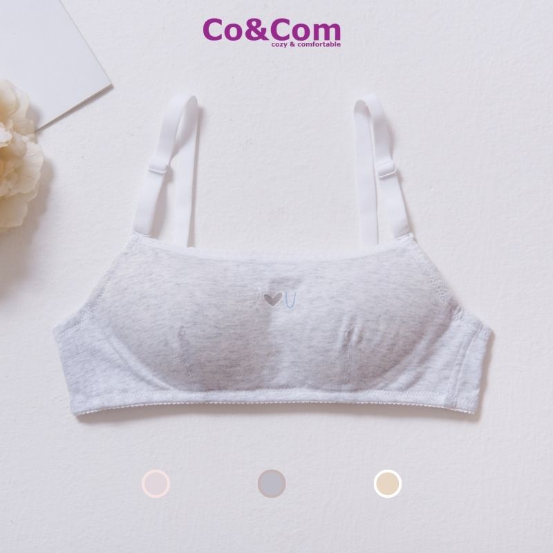 Áo Lá Học Sinh Áo Lót Bra Cho Bé Gái Cotton Co&com ALV2015 Kiểu Dáng Quây Không Gọng Thấm Hút Kháng Khuẩn