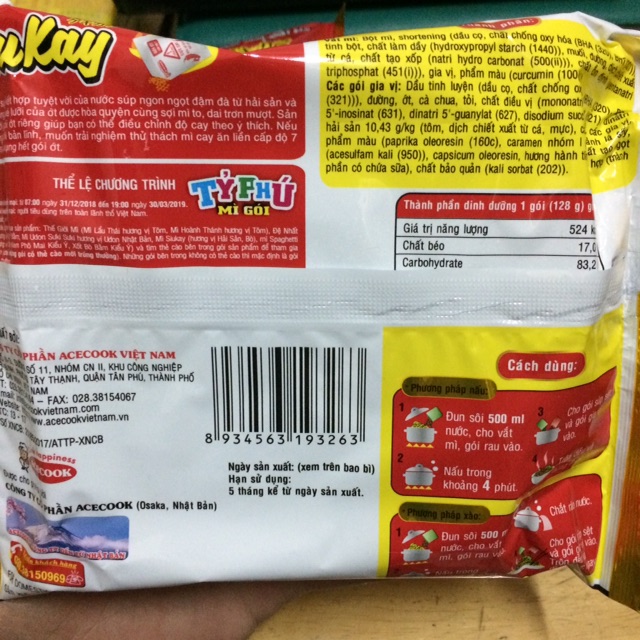 [128 g] Mỳ Nấu Trộn Siukay AceCook Hải Sản | BigBuy360 - bigbuy360.vn