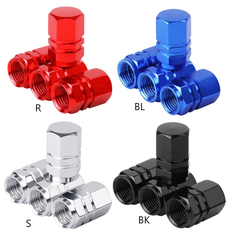 Bộ 4 Nắp Đậy Van Bơm Bánh Xe Hơi Bằng Chất Liệu Hợp Kim