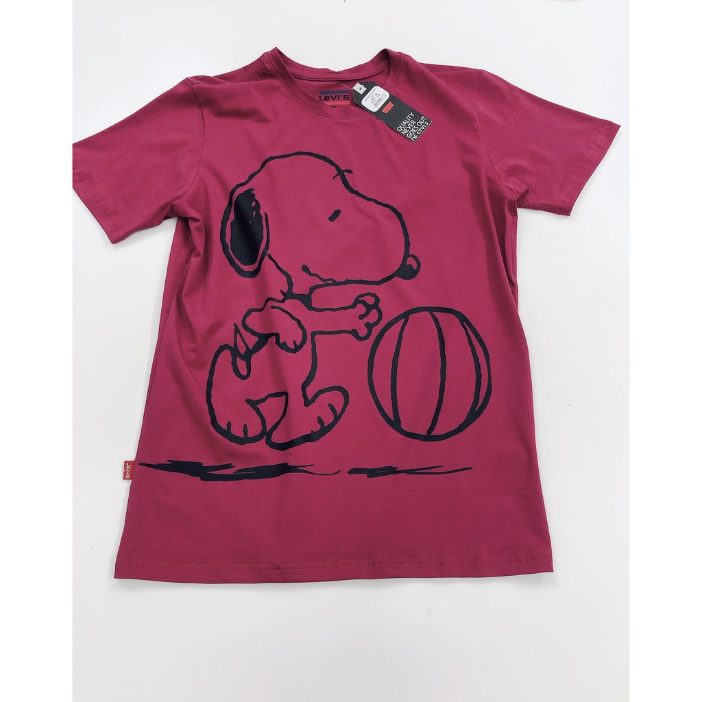 Áo thun Levis Snoopy hồng dâu form unisex nam nữ