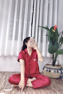 Set bộ phi lụa nơ quần dài tay ngắn hàng cao cấp