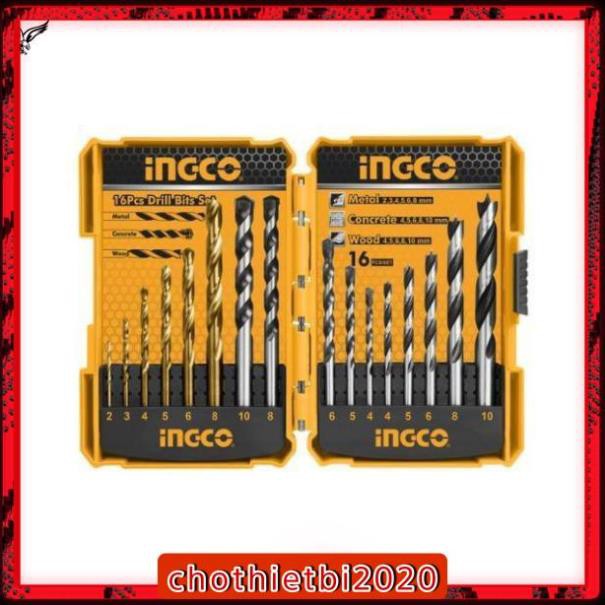 Bộ 16 mũi khoan kim loại, bê tông và gỗ INGCO AKD9165