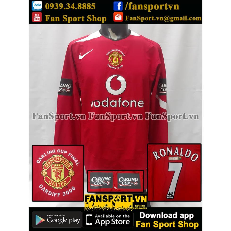 Áo đấu bóng đá Ronaldo 7 Manchester United League Cup final 2006 home shirt jersey 2004 2005 red màu đỏ ❕ #