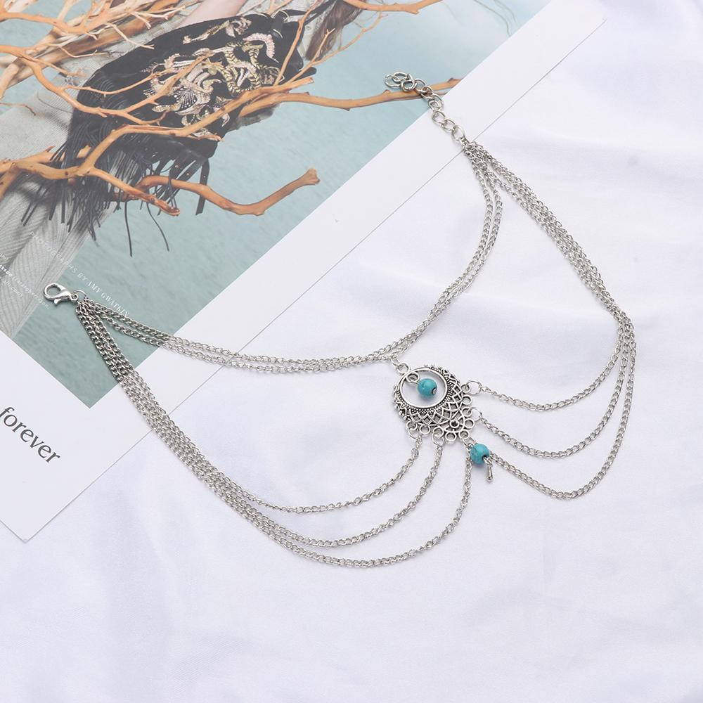 Lắc Chân Nhiều Lớp Đính Đá Ngọc Lam Phong Cách Bohemia Mới|Chân Vịt Chất Lượng Cao Chuyên Dùng
