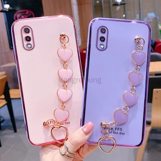 ốp lưng Samsung a02 Ốp điện thoại silicon mềm gắn dây đeo cổ tay hình trái tim cho Samsung a02