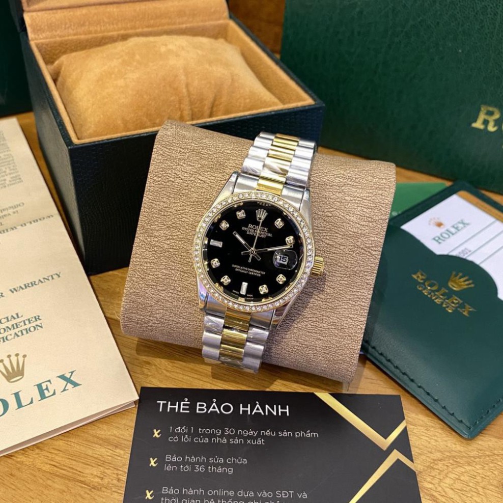 Đồng hồ nam Rolex - viền đá dây kim loại chống nước -  bảo hành 28 tháng..