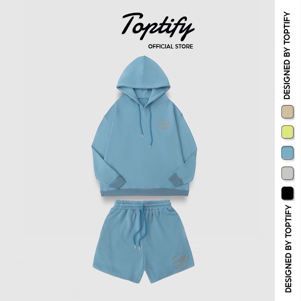 Bộ quần áo nỉ thêu oversize TOPTIFY hoodies và short The Ritz Mesh Set S10