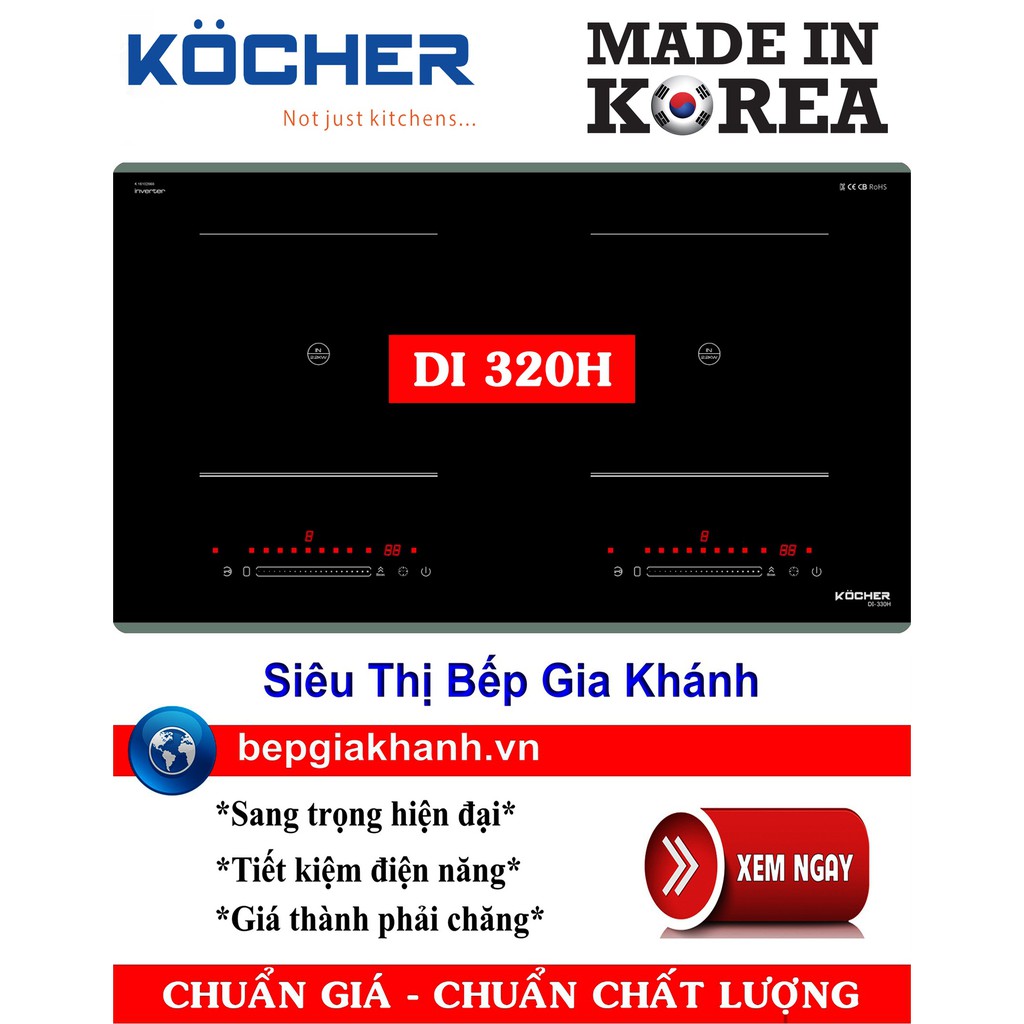 Bếp từ đôi Kocher DI 330H nhập khẩu Hàn Quốc