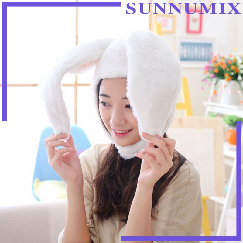 Mũ tai thỏ dài phối vải lông dễ thương dùng làm đạo cụ chụp hình