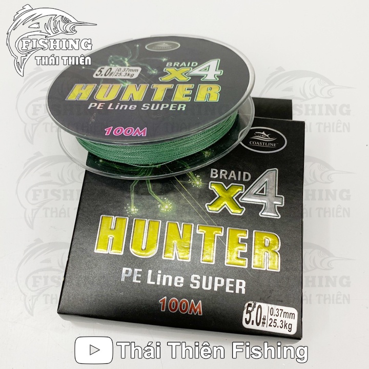 Dây Câu Cá Siêu Bền Coastline Hunter Braid X4, Dây Dù Câu Lure, Tóm Lưỡi Câu Cuộn 100m