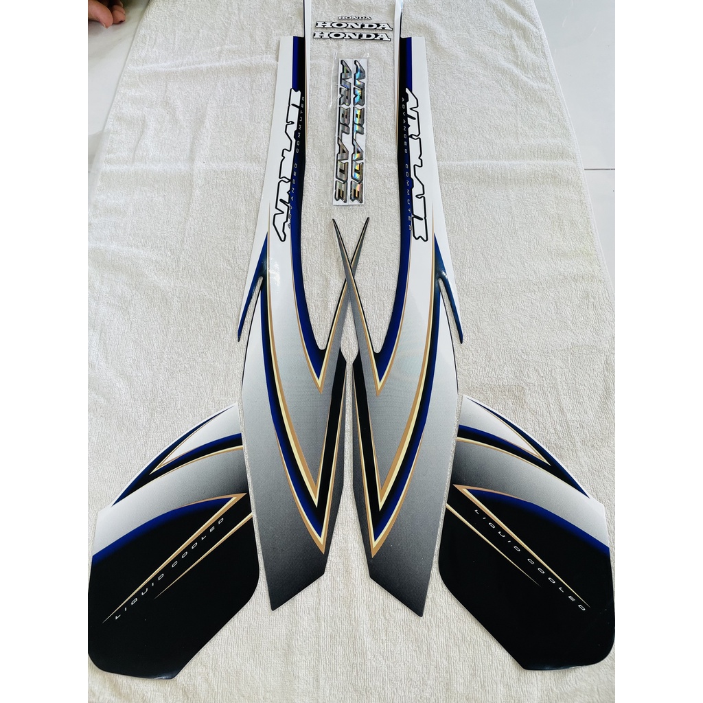 Bộ tem 3 lớp decal dán xe máy Honda Airblade Air blade Thái đời 2008 2009 2010 màu trắng xanh zin thái siêu đẹp